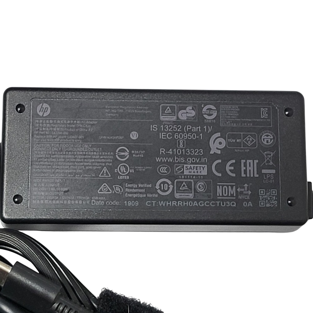 HP 45W USB-C Laptop AC Power Adapter TPN-CA20 L42206-002 L43407-001 Black‎